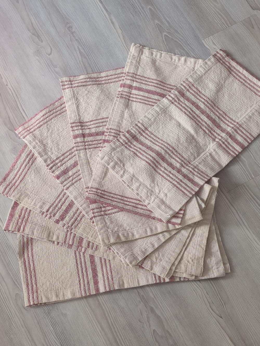 Pottery Barn Red Stripe Cotton Cafe Curtains Valances 50x13 Set of 7 Rustic Farm